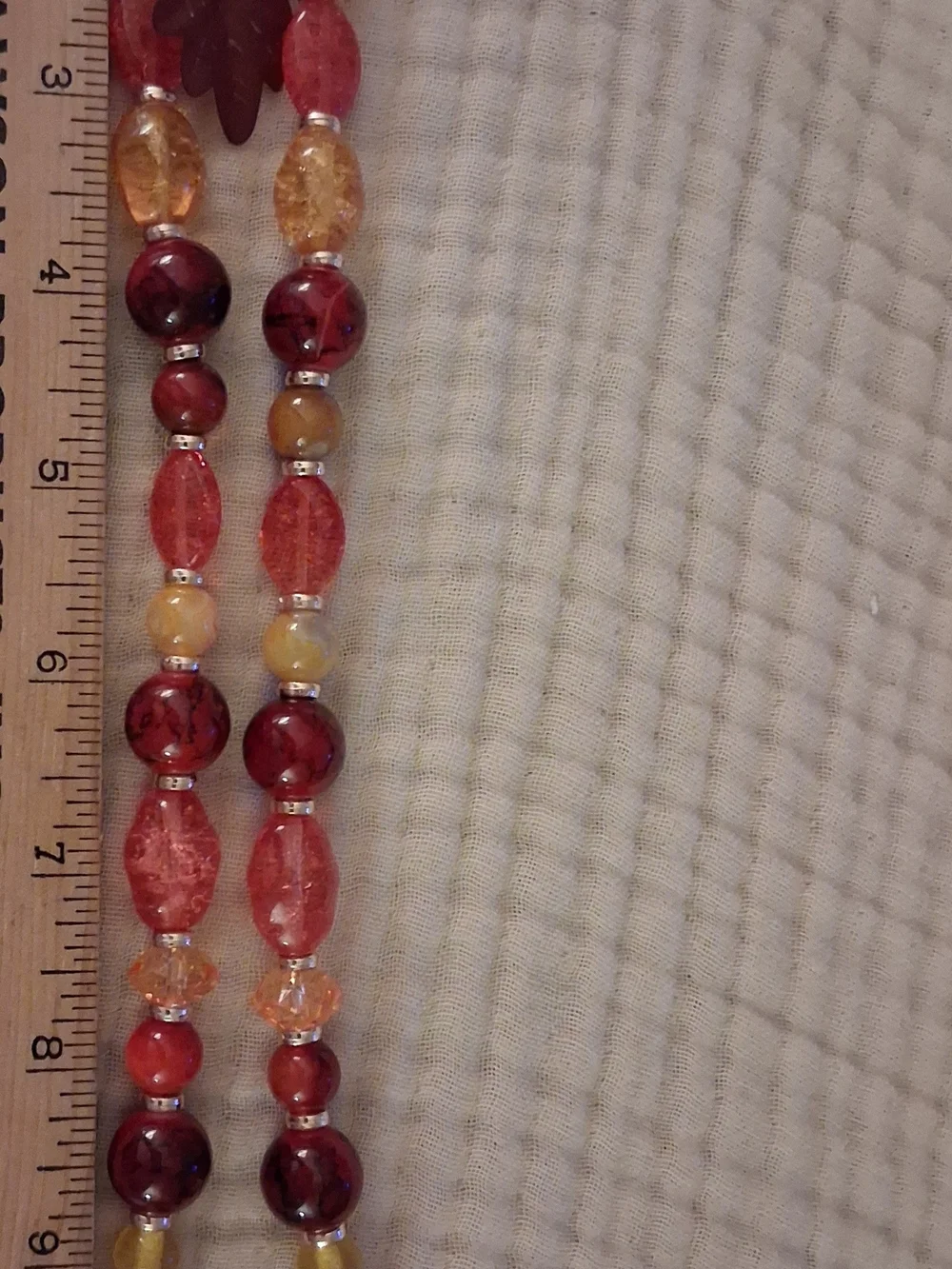 Handcrafted Warm Autumn Red and Amber Beaded Women’s Necklace